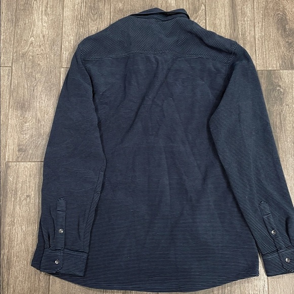 NWT St. John's Bay Classic Fit Navy Blue Striped Shirt Jacket - Picture 4 of 5